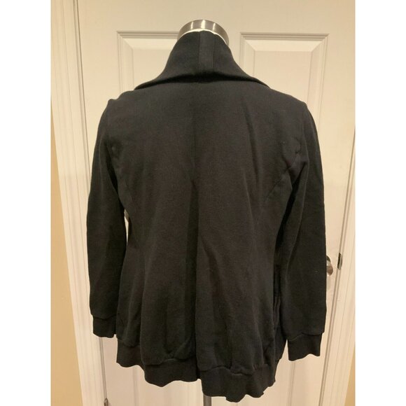 Allsaints Open Front Black Dahlia Sweat Cardigan W/ Zipper Collar, Size Small - Picture 6 of 9